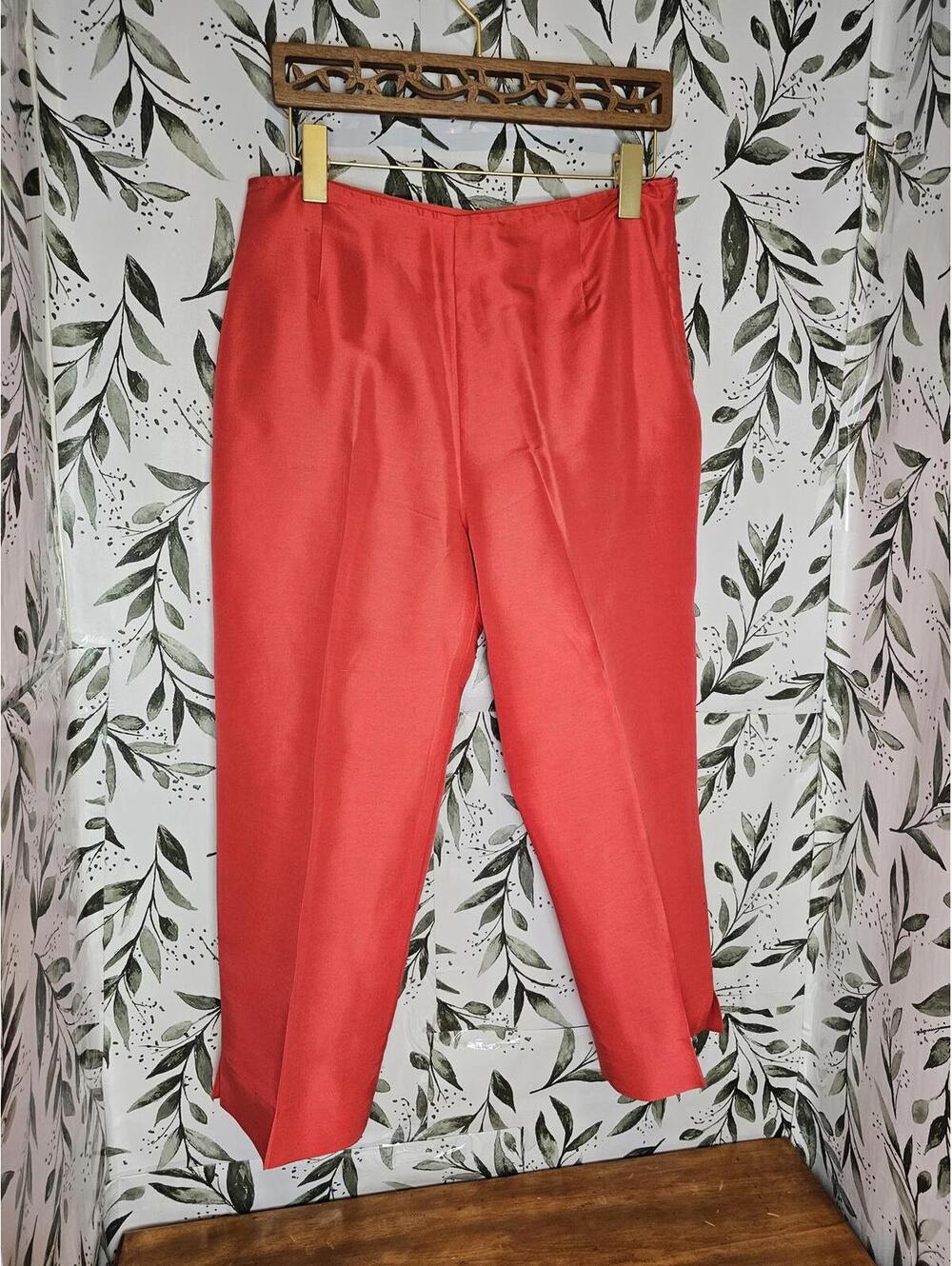 Think Tank Pants Coral Womens Size 12 Silk Ankle